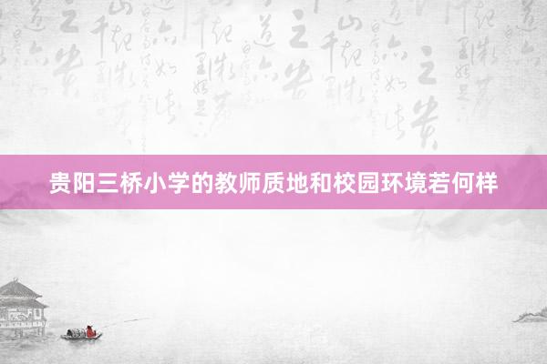 贵阳三桥小学的教师质地和校园环境若何样